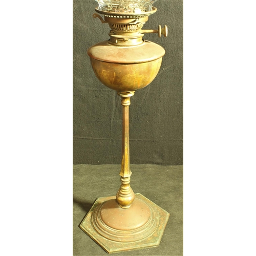 3 - ART NOUVEAU COPPER & BRASS OIL LAMP