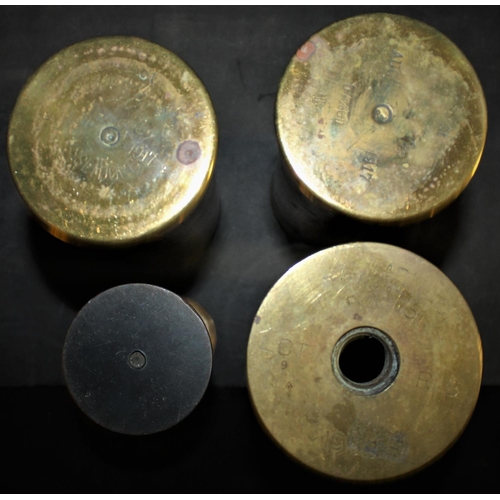 7 - 4 GUN CASING SHELLS (2 OF 1917, 1 OF 1958), 1 UNDATED TRENCH ART, WWII MILITARY PERISCOPE BY MINNEAP... 