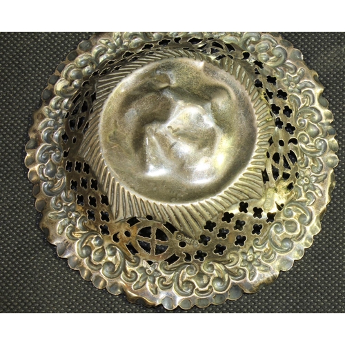 24 - SILVER PLATED WINE COASTER, SILVER PLATED WINE BOTTLE HOLDER c1920, SILVER COLOUR PICTURE FRAME (NO ... 