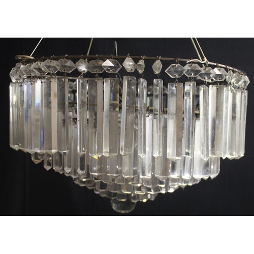 42 - LATE 19th CENTURY GLASS CHANDELIER  (MISSING 2 DROPS)