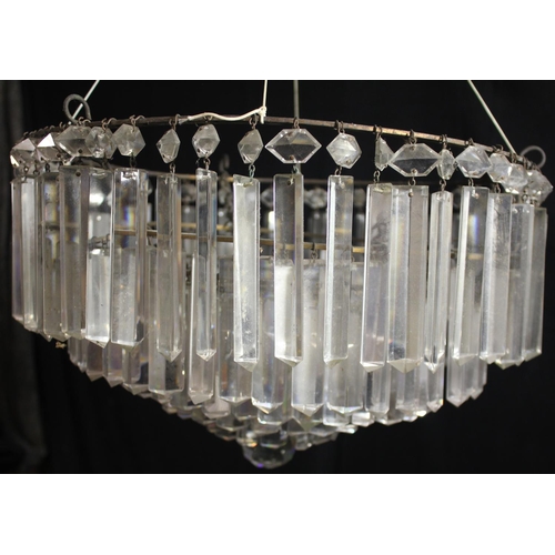 42 - LATE 19th CENTURY GLASS CHANDELIER  (MISSING 2 DROPS)