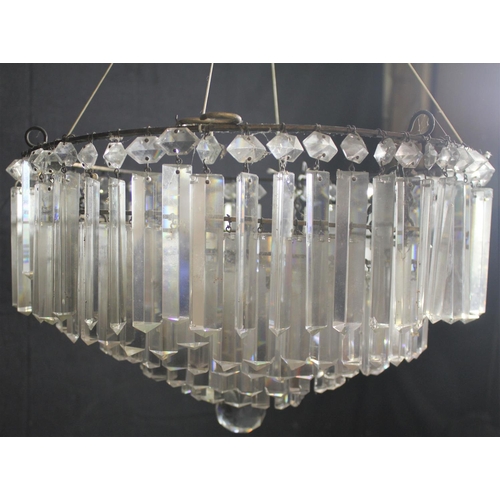 42 - LATE 19th CENTURY GLASS CHANDELIER  (MISSING 2 DROPS)