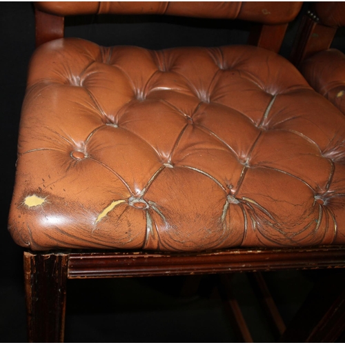 82 - PAIR WOODEN FRAME STUDDED BAR CHAIRS