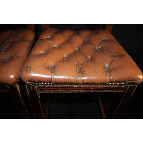 82 - PAIR WOODEN FRAME STUDDED BAR CHAIRS