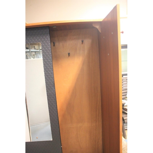 84 - MID CENTURY TEAK HALL WARDROBE FITTED MIRROR