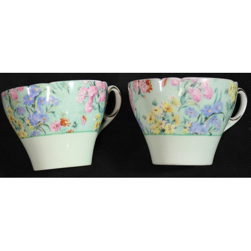 132 - LARGE SHELLEY 'MELODY' PATTERN TEA & COFFEE SERVICE PLUS MATCHING SALAD BOWL, TOAST RACK & E... 