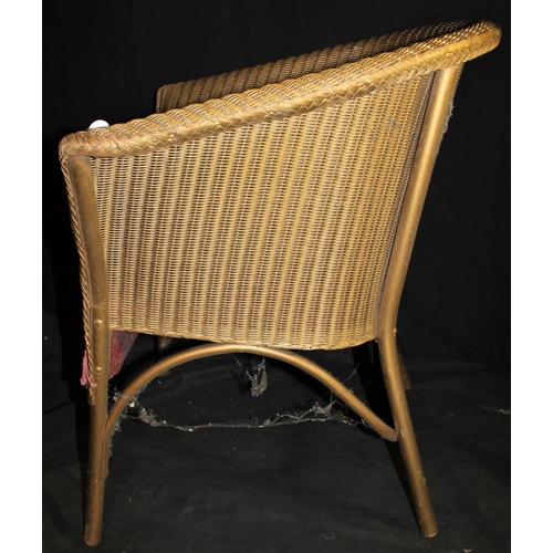 140 - WICKER CHAIR & CIRCULAR BACK CHAIR ON TURNED FRONT LEGS