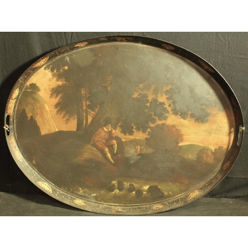 147 - LATE 18th CENTURY LARGE OVAL PONTYPOOL TRAY (30