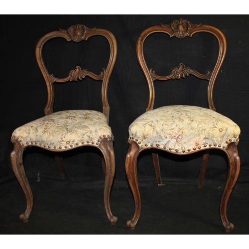 150 - PAIR OF DECORATIVE BALLOON BACK CHAIRS ON CABRIOLE FRONT LEGS