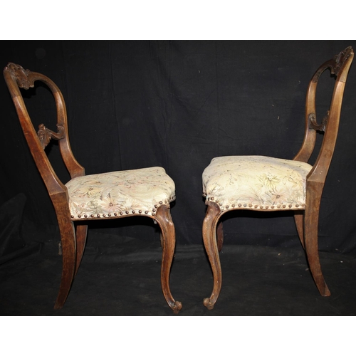 150 - PAIR OF DECORATIVE BALLOON BACK CHAIRS ON CABRIOLE FRONT LEGS