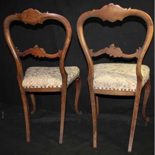 150 - PAIR OF DECORATIVE BALLOON BACK CHAIRS ON CABRIOLE FRONT LEGS