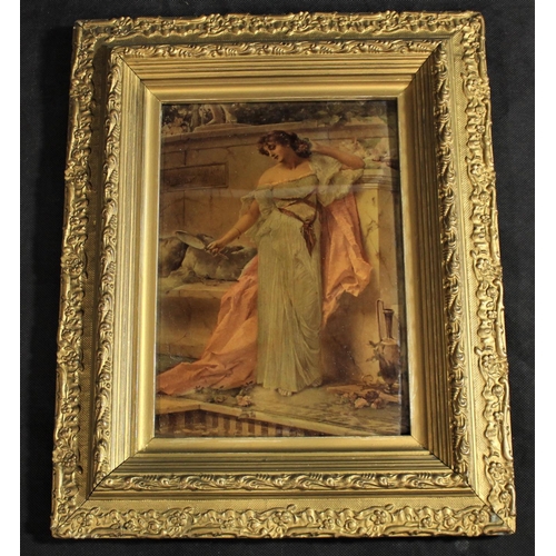 153 - GILT FRAMED PICTURE OF GIRL IN CRINOLINE DRESS