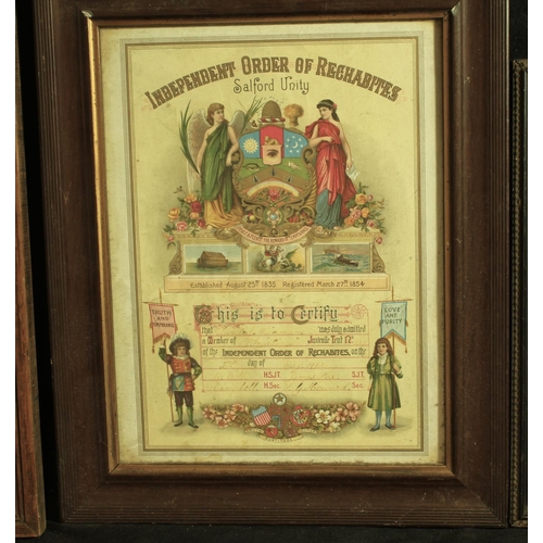 157 - CERTIFICATE OF MEMBERSHIP OF RECHABITES, HORSE & CART PHOTOGRAPH & STEAM TRAIN PHOTOGRAPH