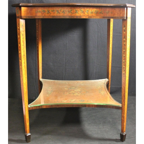 161 - 19th CENTURY SIDE TABLE WITH UNDERSHELF WITH HAND PAINTED DECORATION IN 18th CENTURY FRENCH STY... 