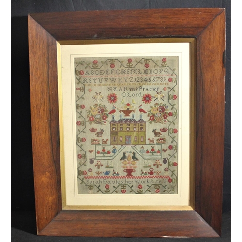 171 - ROSEWOOD FRAMED SAMPLER, DATED 1854