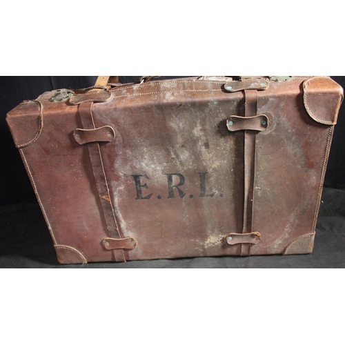 172 - CABIN TRUNK (LOCKED) & LEATHER SUITCASE