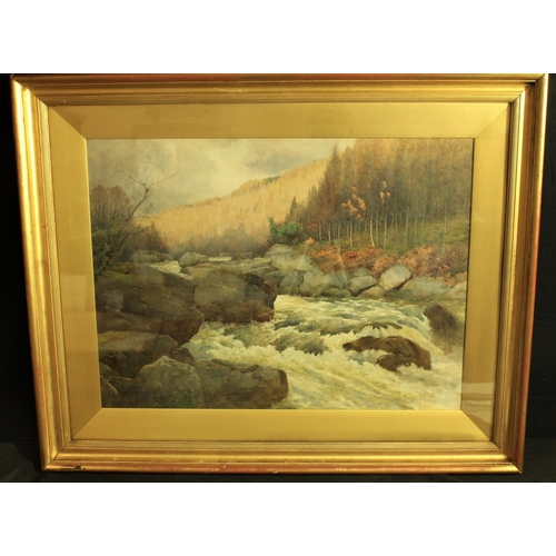 173 - WATERCOLOUR BY WILLIE STEPHENSON PAINTED BETWEEN 1893-1938 TITLED 'BY WOOD AND STREAM LLANDUDLO' WAT... 