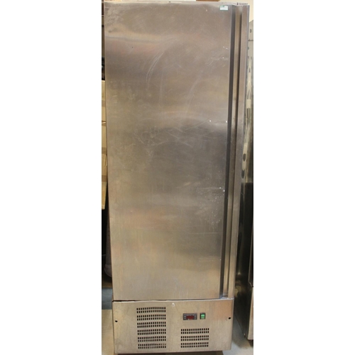 195 - POLAR G591 STAINLESS STEEL SINGLE DOOR UPRIGHT COMMERCIAL FREEZER