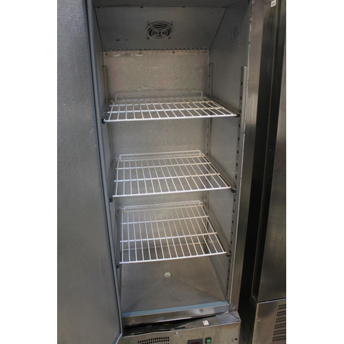 195 - POLAR G591 STAINLESS STEEL SINGLE DOOR UPRIGHT COMMERCIAL FREEZER