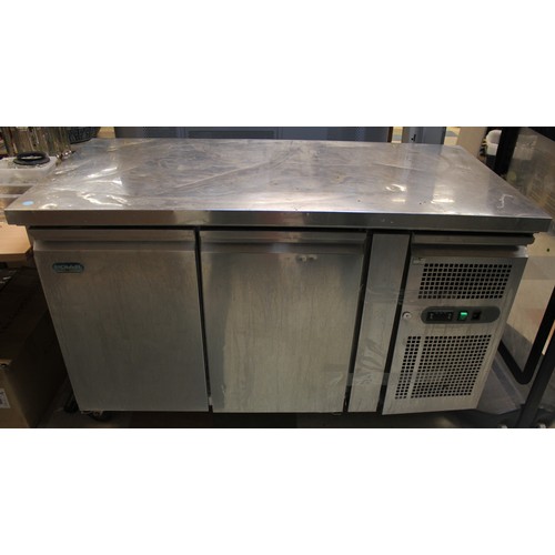 202 - POLAR STAINLESS STEEL DOUBLE DOOR FRIDGE WITH PREPARATION SURFACE TOP