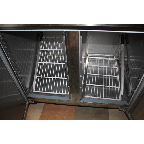 202 - POLAR STAINLESS STEEL DOUBLE DOOR FRIDGE WITH PREPARATION SURFACE TOP