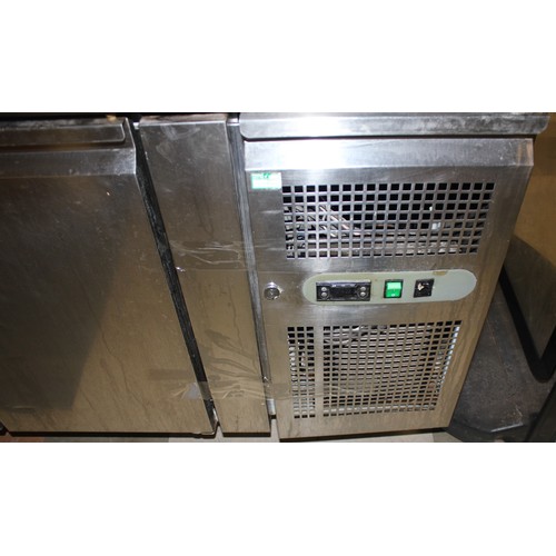 202 - POLAR STAINLESS STEEL DOUBLE DOOR FRIDGE WITH PREPARATION SURFACE TOP