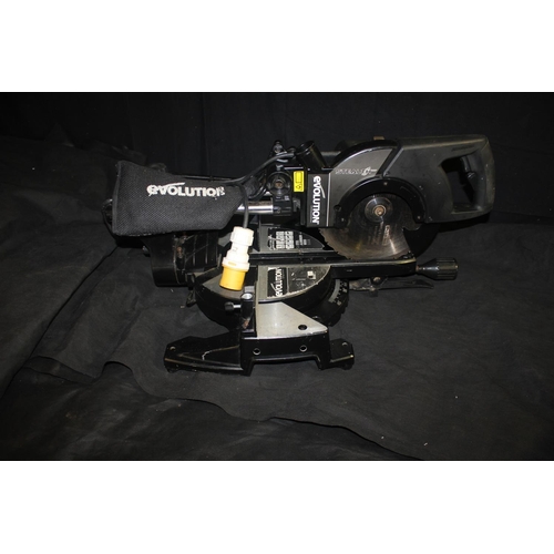 212 - EVOLUTION STEALTH 110v, 255mm TCT SLIDING MITRE SAW