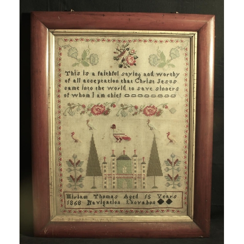 217 - FRAMED WOOL SAMPLER 1868 (25