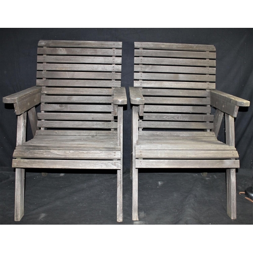 219 - PAIR OF WOODEN GARDEN CHAIRS