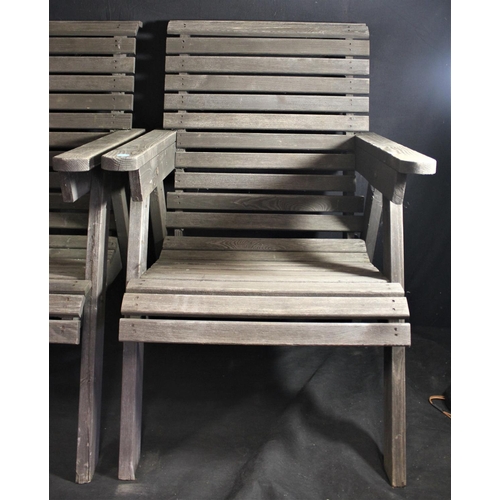 219 - PAIR OF WOODEN GARDEN CHAIRS