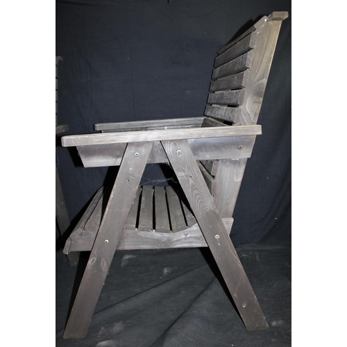 219 - PAIR OF WOODEN GARDEN CHAIRS