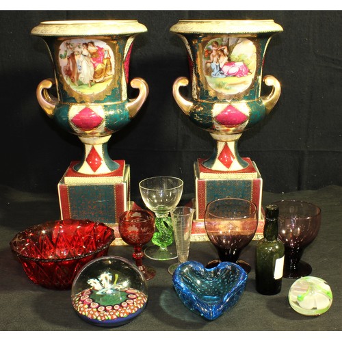 225 - PAIR AUSTRIAN VASES & MISC GLASSWARE