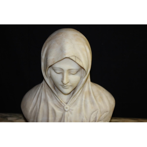 233 - BUST OF LADY IN VEIL ON SMALL PLINTH/STAND PLUS LARGE PLINTH (NOT MATCHING)