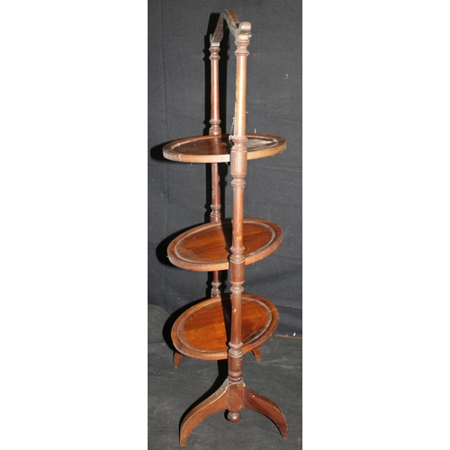 240 - SMALL DROP LEAF TABLE & MAHOGANY 3 TIER CAKE STAND