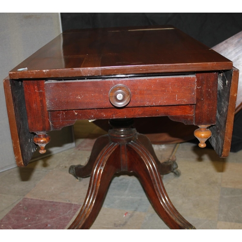 247 - MAHOGANY DROP LEAF TABLE FITTED SINGLE DRAWER