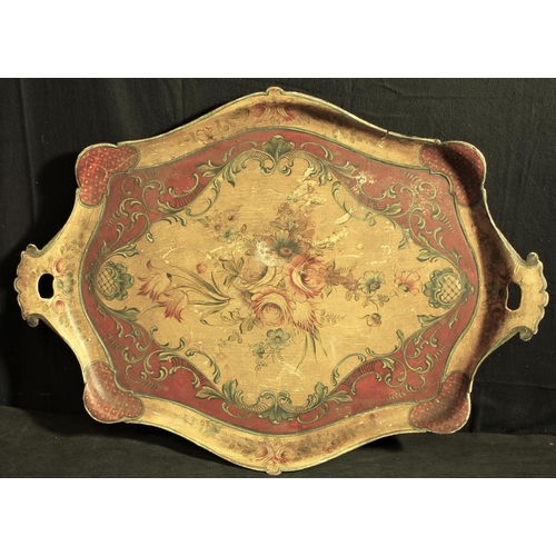 257 - LARGE PAPE MACHE TRAY IN A FRENCH STYLE c1800  (29