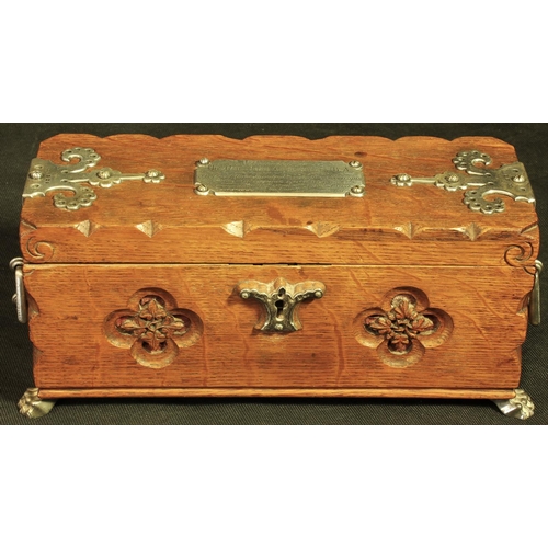 269 - HAND CARVED OAK CASKET (10