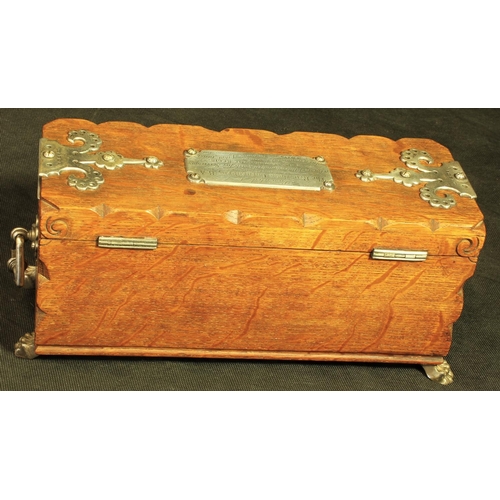 269 - HAND CARVED OAK CASKET (10