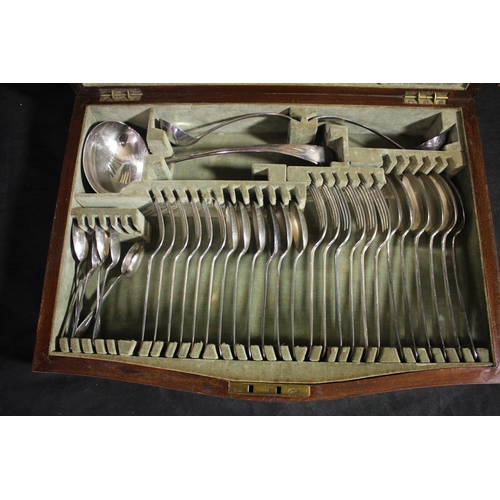 278 - 6 PLACE SETTING CUTLERY SET IN INLAID MAHOGANY CABINET