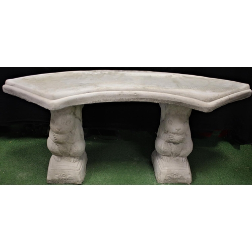 290 - STONEWORK CURVED SEAT ON SQUIRREL PLINTHS (39