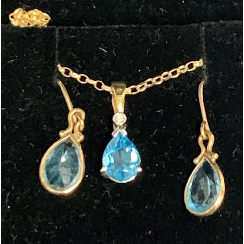 327 - 9ct GOLD & TOPAZ NECKLACE (LENGTH 16