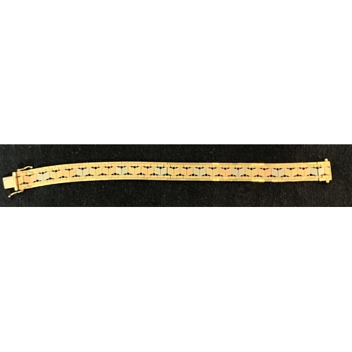 335 - 9ct 3 COLOUR GOLD BRACELET - LENGTH 7.5