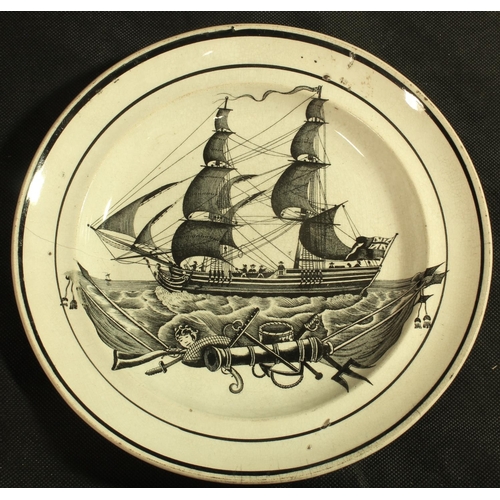 346 - SWANSEA PLATE WITH SHIP TRANSFER (DILLWYN'S PERIOD 1831-1850)