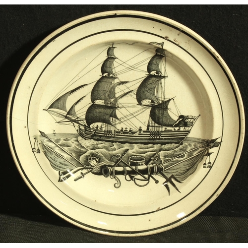 346 - SWANSEA PLATE WITH SHIP TRANSFER (DILLWYN'S PERIOD 1831-1850)