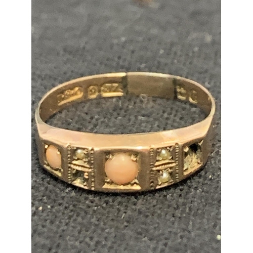 349 - 9ct GOLD RING - MISSING STONES  - SIZE Q (1.7g)