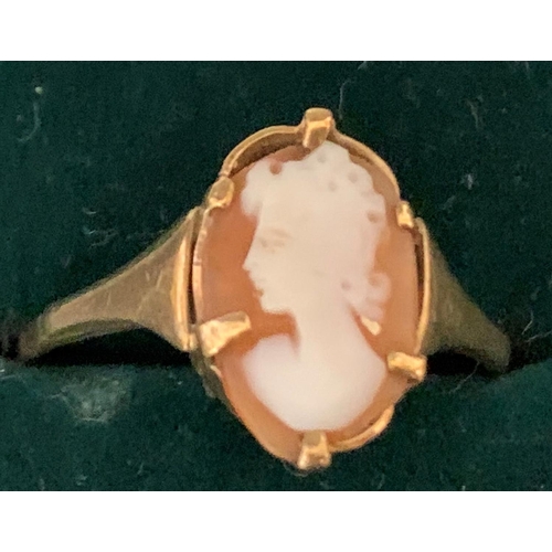 351 - 9ct GOLD CAMEO RING - SIZE P. 1.5G