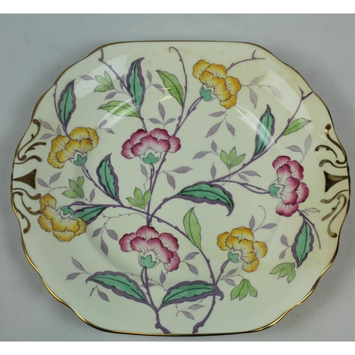 50 - ROCKINGHAM BRAMELD HAND PAINTED SAUCER (c1830), PAIR CLARICE CLIFF 'GEORGIAN SPRAY' PLATES (SOME DAM... 