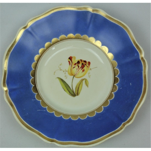 50 - ROCKINGHAM BRAMELD HAND PAINTED SAUCER (c1830), PAIR CLARICE CLIFF 'GEORGIAN SPRAY' PLATES (SOME DAM... 