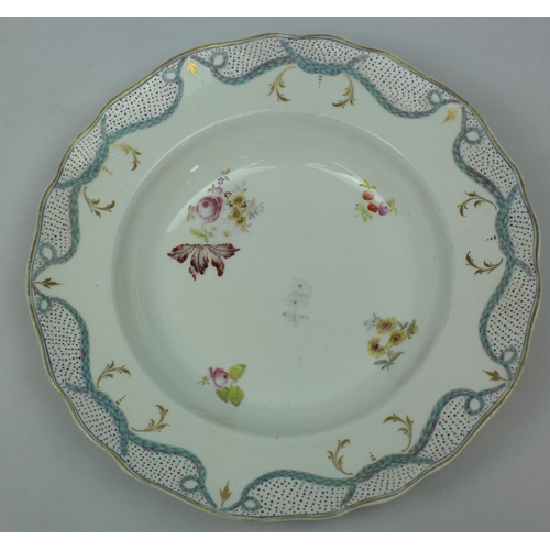 50 - ROCKINGHAM BRAMELD HAND PAINTED SAUCER (c1830), PAIR CLARICE CLIFF 'GEORGIAN SPRAY' PLATES (SOME DAM... 