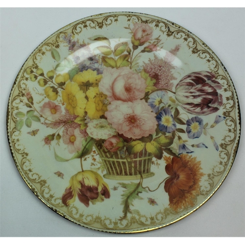 50 - ROCKINGHAM BRAMELD HAND PAINTED SAUCER (c1830), PAIR CLARICE CLIFF 'GEORGIAN SPRAY' PLATES (SOME DAM... 